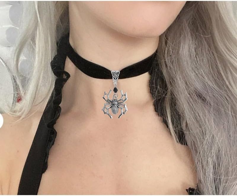 Cicod Gothic Black Velvet Goth Choker Necklace for Women,Cameo Black Choker Crow Skull Pendant Necklace Vintage Collar Skull Necklace Gothic Jewelry - Image 2
